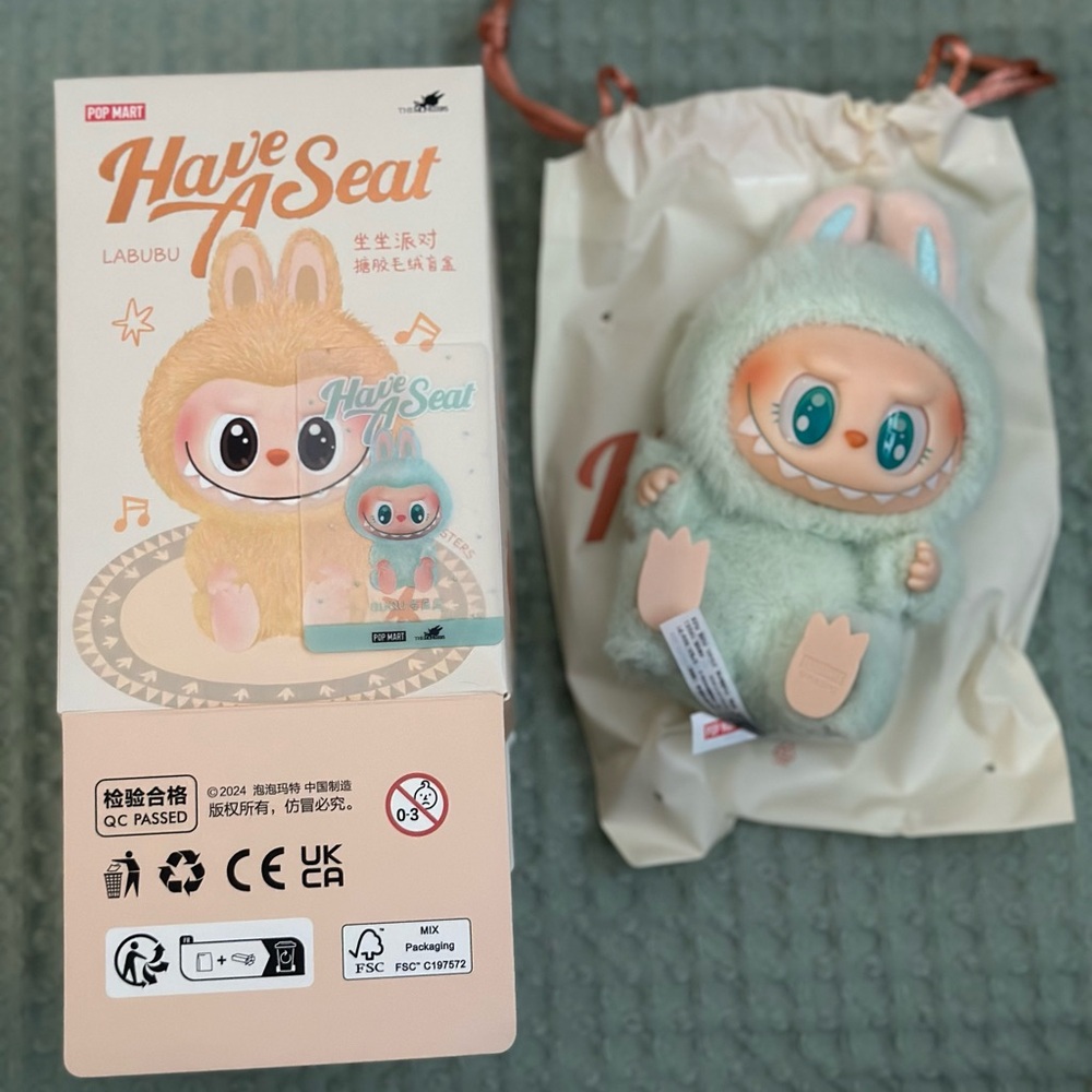Pop Mart Mint Green Labubu Plush Toy